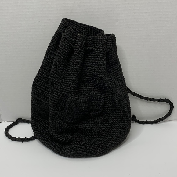 Chateau | Vintage Black Crochet 70’s Mini Backpack | Satchel | Unisex - Picture 2 of 12